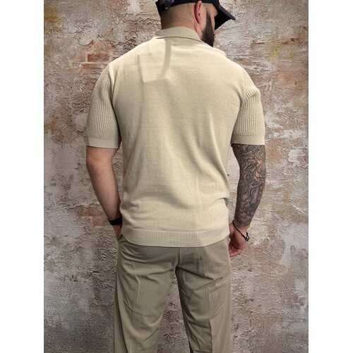 Pure Path Emblem Open Knit Polo Sand