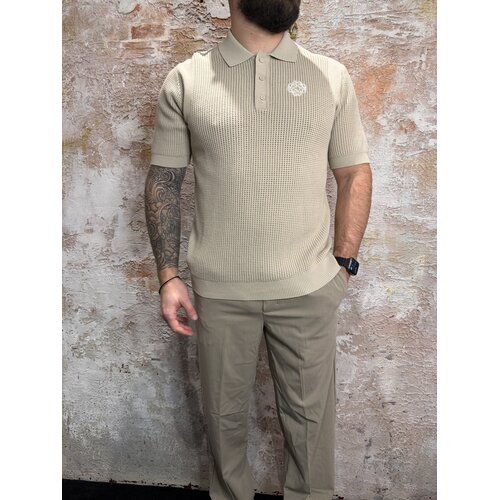 Pure Path Emblem Open Knit Polo Sand