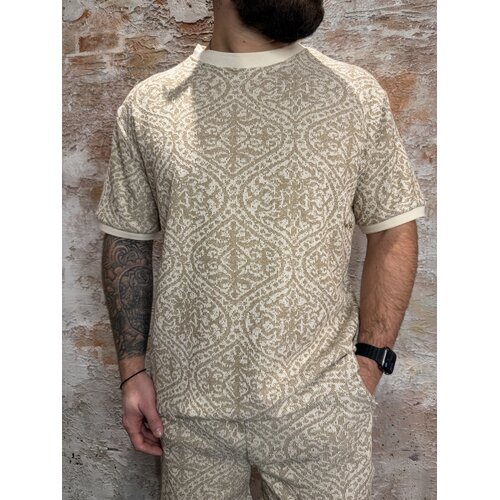 Pure Path Jacquard Pattern T-shirt Sand