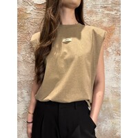 Sue T-Shirt Met Schoudervuling Khaki