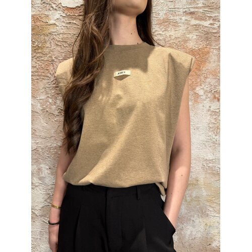 Josh V Sue T-Shirt Met Schoudervuling Khaki