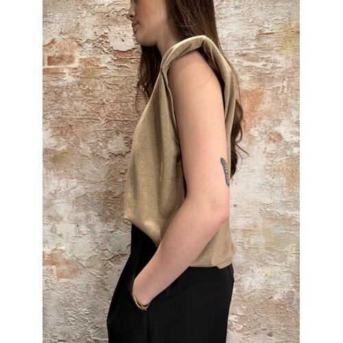 Josh V Sue T-Shirt Met Schoudervuling Khaki