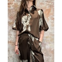 Ella-SH77 Shirt Brown Flower