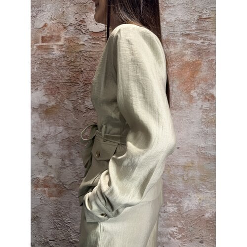 Nikkie Nikkie Porlamar Wrap Blouse Aloe Vera