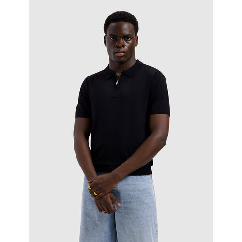 Pure Path Half-zip Flat Knit Polo Black