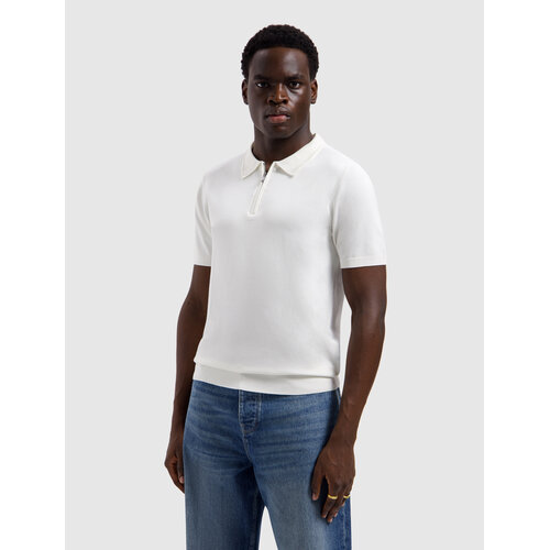 Pure Path Half-zip Flat Knit Polo OffWhite