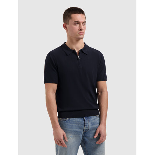 Pure Path Half-zip Flat Knit Polo Navy