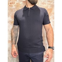 Half-zip Flat Knit Polo Navy