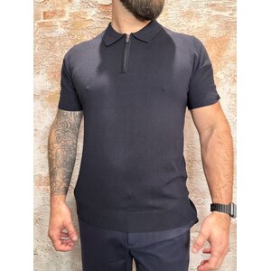 Pure Path Half-zip Flat Knit Polo Navy