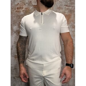 Pure Path Half-zip Flat Knit Polo OffWhite