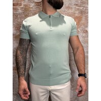 Half-zip Flat Knit Polo Mint