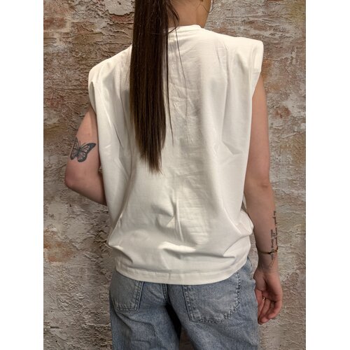 Josh V Sue T-Shirt Met Schoudervuling White