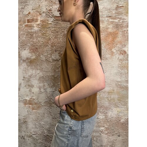 Josh V Sue T-Shirt Met Schoudervuling Brown