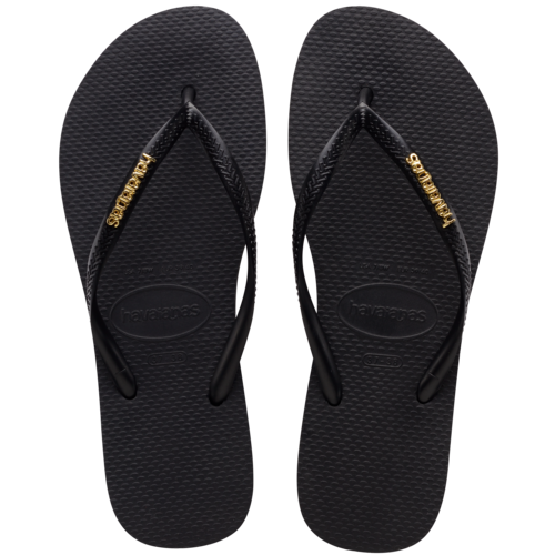Havaianas Logo Metallic Black Golden