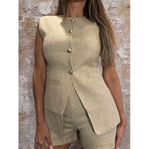 Nikkie Reza Glitter Waistcoat Tanin Nikkie Reza Glitter Waistcoat Tanin