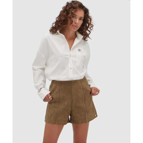 Josh V Vik Suede Look Short Dark Khaki Josh V Vik Suede Look Short Dark Khaki