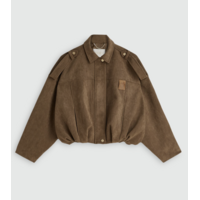 Vito Suede Look Oversized Jacket Khaki