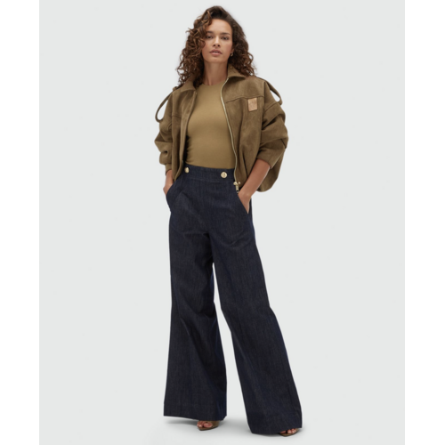 Josh V  Vito Suede Look Oversized Jacket Khaki