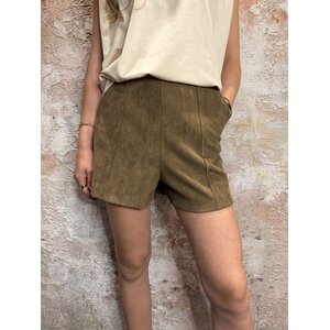 Josh V Vik Suede Look Short Dark Khaki Josh V Vik Suede Look Short Dark Khaki