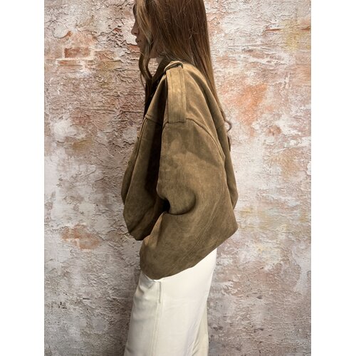 Josh V Vito Suede Look Oversized Jacket Khaki