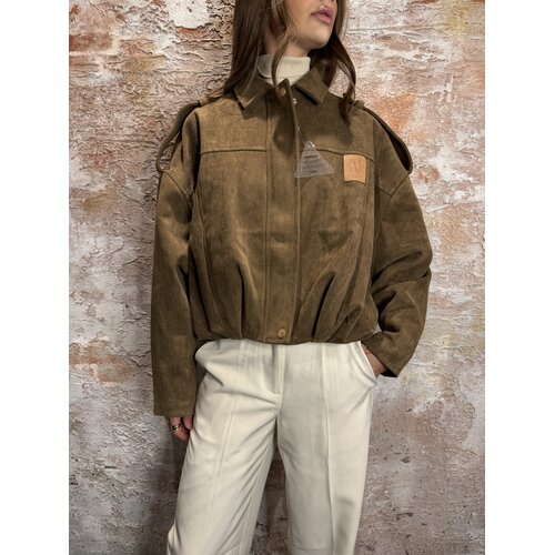 Josh V Vito Suede Look Oversized Jacket Khaki