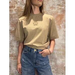 Josh V Poppy T-Shirt Met Schoudervuling Khaki