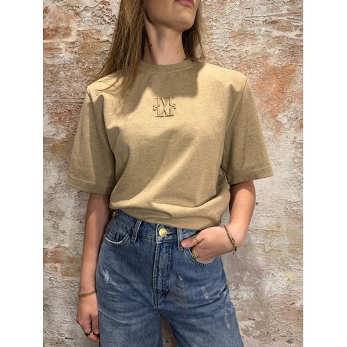 Josh V Poppy T-Shirt Met Schoudervuling Khaki