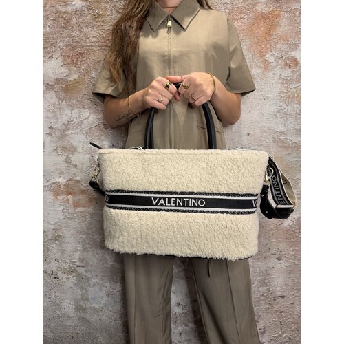 Valentino by Mario Valentino Jane Re Shopping Bag Ecru Nero Valentino by Mario Valentino Jane Re Shopping Bag Ecru Nero