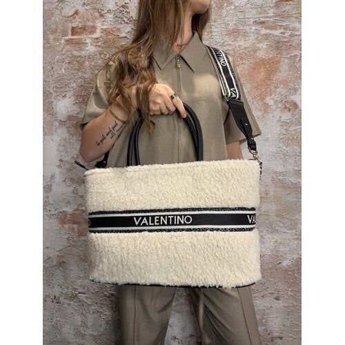 Valentino by Mario Valentino Jane Re Shopping Bag Ecru Nero Valentino by Mario Valentino Jane Re Shopping Bag Ecru Nero