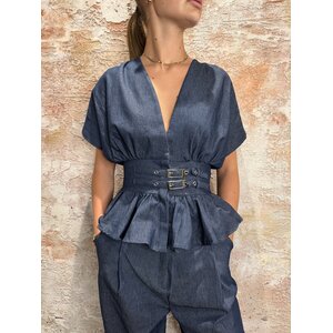 Rhyme & Hype Denim Look Strap Blouse Antra