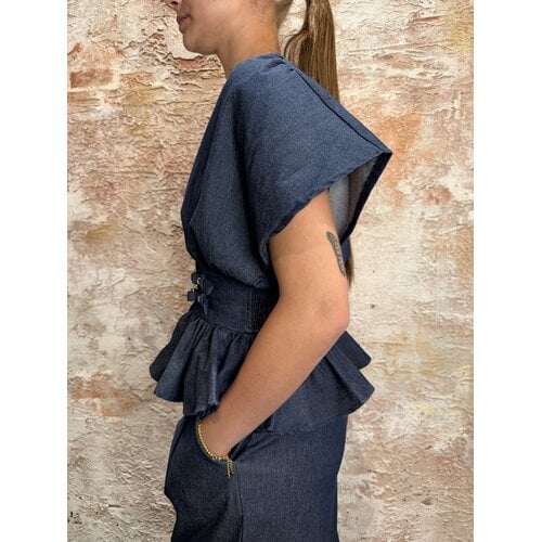 Rhyme & Hype Denim Look Strap Blouse Antra Rhyme & Hype Denim Look Strap Blouse Antra