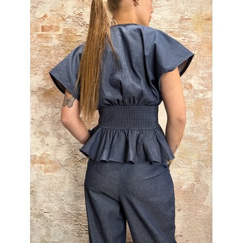 Rhyme & Hype Denim Look Strap Blouse Antra Rhyme & Hype Denim Look Strap Blouse Antra