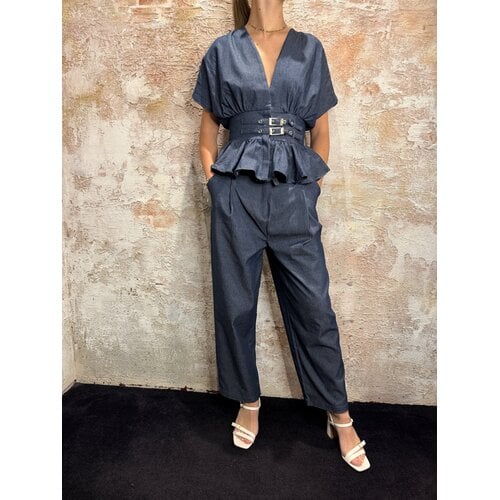 Rhyme & Hype Denim Look Metal Strap Pant Antra Rhyme & Hype Denim Look Metal Strap Pant Antra