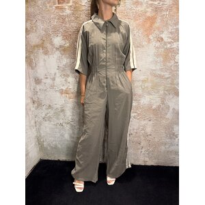 Rhyme & Hype Striped Wide Leg Overall Grey