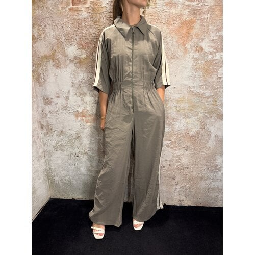 Rhyme & Hype Striped Wide Leg Overall Grey