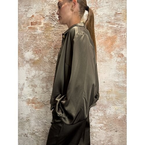 Nikkie Aivy Satin Bomber Blouse Sea Green Nikkie Aivy Satin Bomber Blouse Sea Green