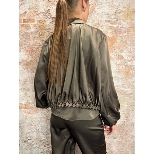Nikkie Aivy Satin Bomber Blouse Sea Green Nikkie Aivy Satin Bomber Blouse Sea Green