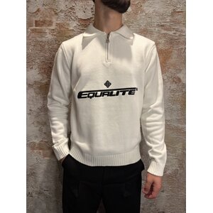 Equalité Knit Polo Quarter Zip Sweater White Equalité Knit Polo Quarter Zip Sweater White