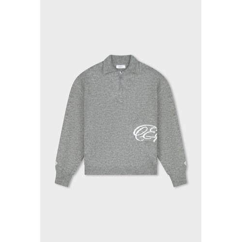 Equalité Fluffy Knit Quarter Zip Polo Grey Equalité Fluffy Knit Quarter Zip Polo Grey