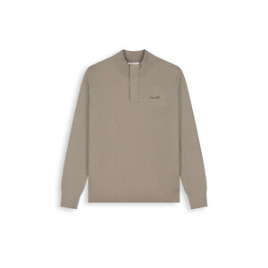 Pure Path Flat Knit Hidden Half-zip Sweater Taupe Pure Path Flat Knit Hidden Half-zip Sweater Taupe
