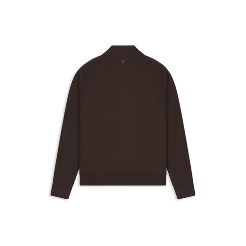 Pure Path Flat Knit Hidden Half-zip Sweater Brown