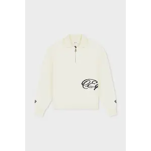 Equalité Fluffy Knit Quarter Zip Polo Off White Equalité Fluffy Knit Quarter Zip Polo Off White