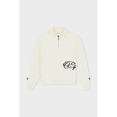 Equalité Fluffy Knit Quarter Zip Polo Off White Equalité Fluffy Knit Quarter Zip Polo Off White