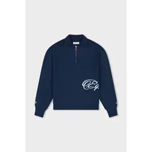 Equalité Fluffy Knit Quarter Zip Polo Navy Equalité Fluffy Knit Quarter Zip Polo Navy