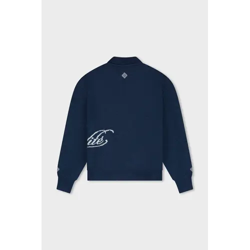 Equalité Fluffy Knit Quarter Zip Polo Navy Equalité Fluffy Knit Quarter Zip Polo Navy