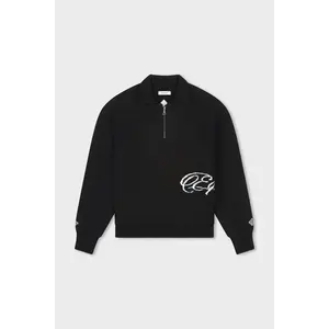 Equalité Fluffy Knit Quarter Zip Polo Black Equalité Fluffy Knit Quarter Zip Polo Black