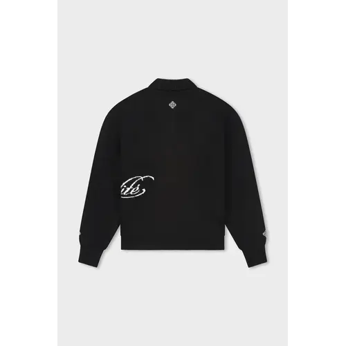 Equalité Fluffy Knit Quarter Zip Polo Black