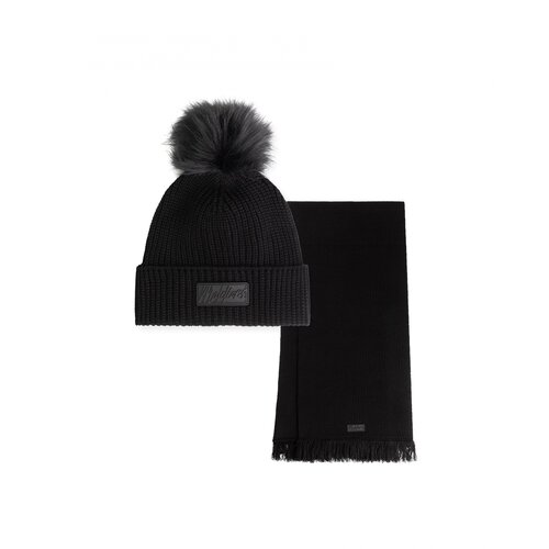 Malelions Women Knitted Beanie Scarf Set Black Malelions Women Knitted Beanie Scarf Set Black