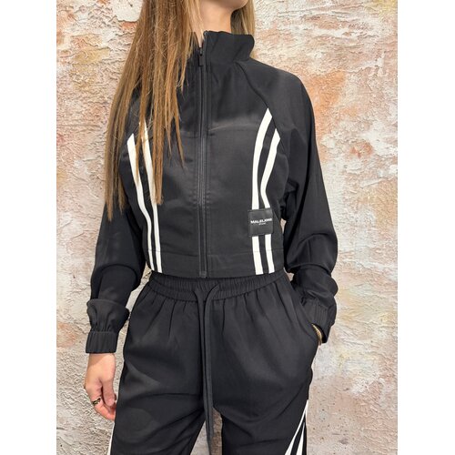 Malelions Malelions Women Stripe Zip-Up Jacket Black