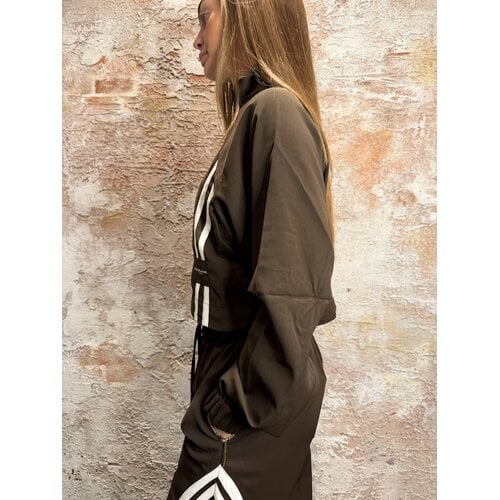 Malelions Malelions Women Stripe Zip-Up Jacket Brown
